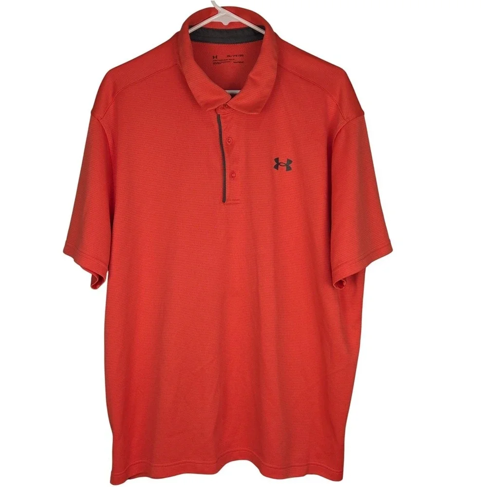 Under Armour Golf Polo Mens XXL Dark Orange Shirt HeatGear Loose‎ Fit Athletic